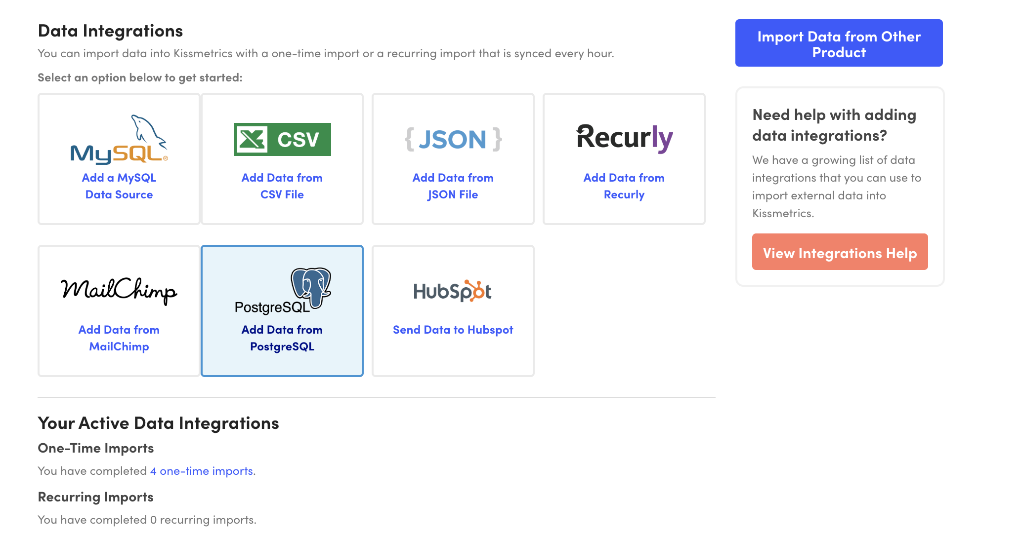 Data integrations with MySQL, HubSpot, and more