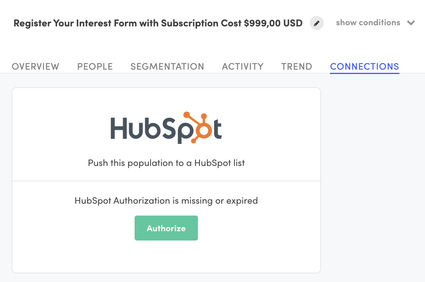 Push populations to HubSpot and other tools