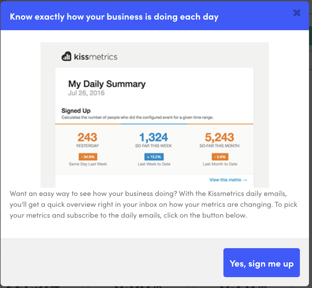 Daily metric summary delivered to your inbox