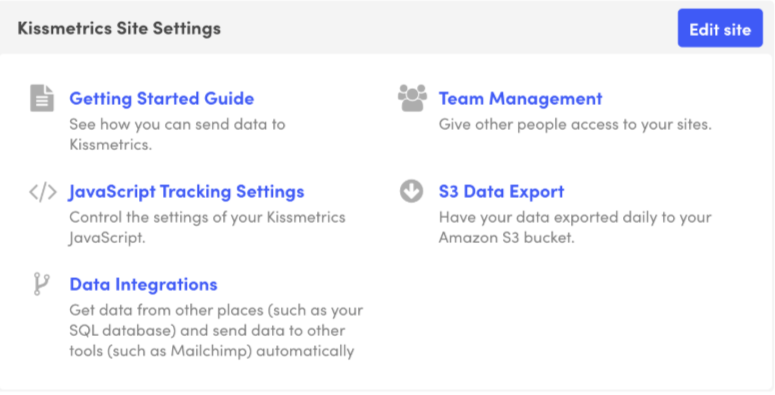 Site settings showing S3 export and API configuration